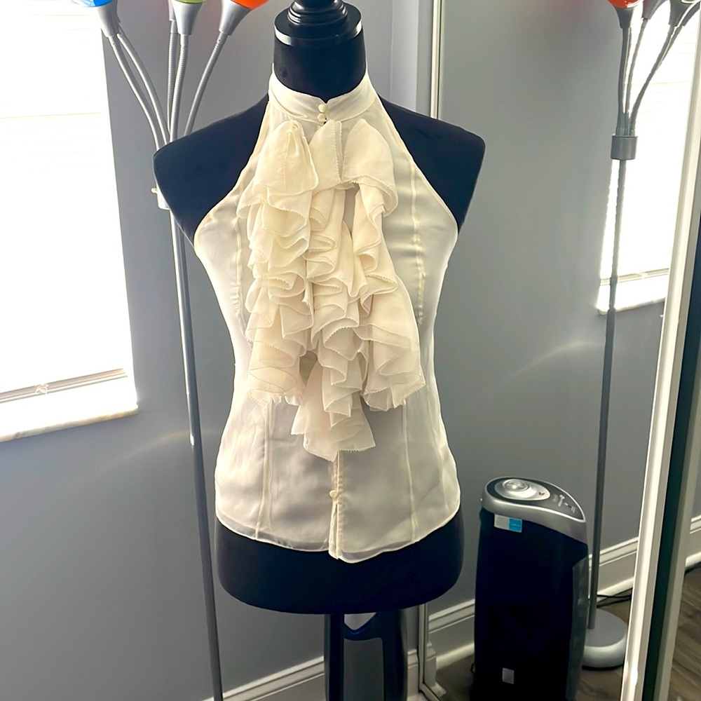 Rugby Ralph Lauren Cream Ruffled Halter Top